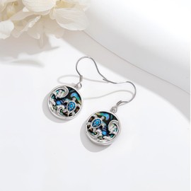 YYmqmq Sea Turtle Earrings for Women 925 Sterling Sliver Abalone Beach Dangle Earrings Ocean Jewelry Turtle Gifts for Girlfriend Mom