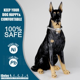 iDofas Collar de cadena para perro, de eslabones cubanos, diseño de hebilla con campana y etiqueta para perro, acero inoxidable, metal de 10 mm, oro y plata, collar de perro para cachorros pequeños, medianos y grandes (plata/24)