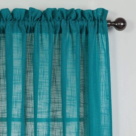 California Drapes 2 Piece Rod Pocket Linen Textured Window Treatment Set, Light reducing Privacy Curtain Panels (52" X 84", Teal)