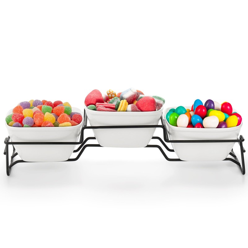 ZENFUN 10 oz Square Bowl Chip & Dip Serving Set,