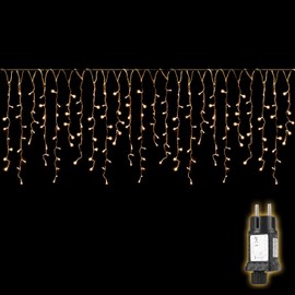 SALCAR Cascata Luci da Esterno, 5m 200 LED Tenda Luminosa Natale Luci Stringa Esterno con 8 Modalità Nataliazie Catena Luminosa Decorazione per Feste Finestra Matrimonio Blacone, Bianco Caldo