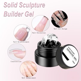 Clear Solid Builder Gel For Nails, Non-Stick Hand Nail Sculpture Gel Extension Strengthening Nail Decoration Carving Patterns, Nails Art for DIY Salon at Home Soak Off UV/LED (2PCS)