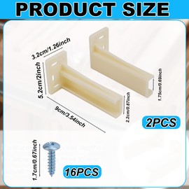 1 Pair Drawer Track Back Plate with 8 Screws, HR9000RL Plastic Rear Drawer Rail Support Brackets Sockets Adjustable Slide Guide Mounting Repair Hardware Replacement Part for Cabinet(Left and Right)