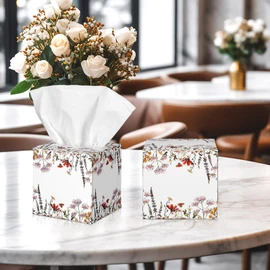 Fourluoo 12 Pack Spring Wildflowers Facial Tissues Cube Boxes 600 Sheets 3 Ply Small Floral Flower Square Face Tissues Bulk for Spring Summer Car Bedroom Party Supplies
