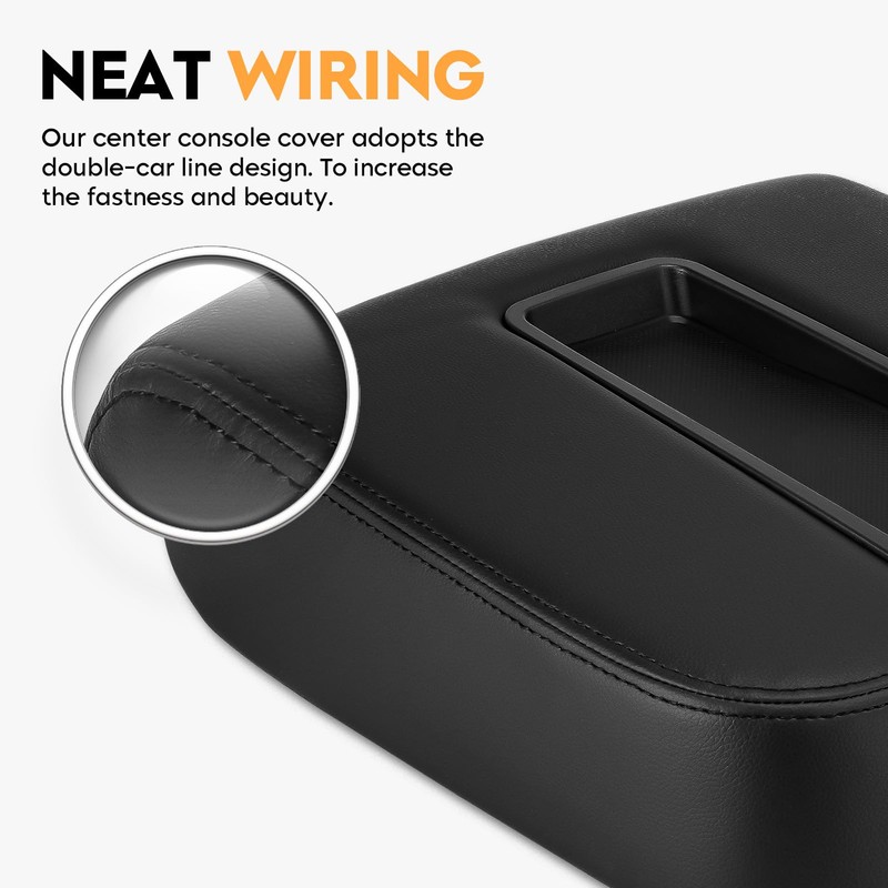 Black Center Console Cover Armrest Lids with Base for 07-13