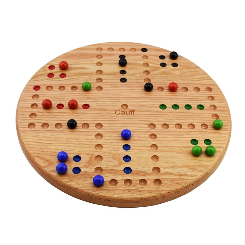 Solid Oak Double Sided Marble Board Game Hand Painted by