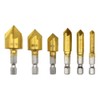 Hocansen 6-Piece Drill Bit with Countersink Hexagonal 5 Flutes Countersink