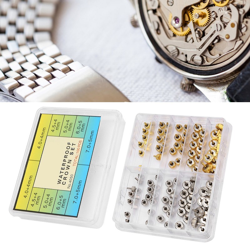 Professional Watch Crown Set Accessory Repairing Replacement Tool Kit with