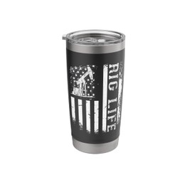 Oil Rig Life USA Flag Oilfield Man Oil Field Roughneck Stainless Steel Insulated Tumbler