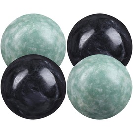WOFASHPURET Set of 2 Ball Black Marble Gemstone Crafts Hand Adult Black Gemstone Metal Baoding Hand Chinese Hand Meditation Black Baoding Fitness Green Stone Wrist