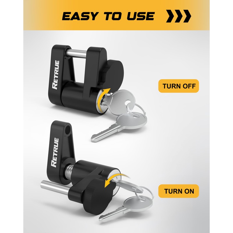 RETRUE Trailer Tongue Coupler Lock with Cap, Trailer Hitch Lock,