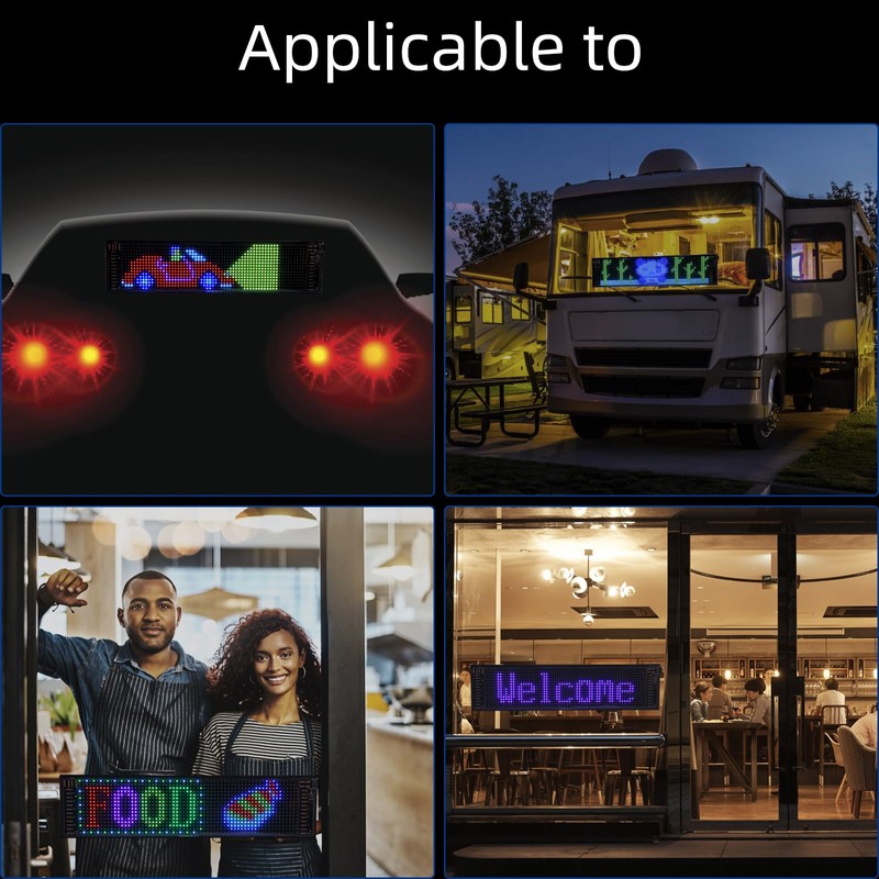 Rupse 14.6"x3.6" Flexible LED Sign for Car, Programmable Scrolling Bright
