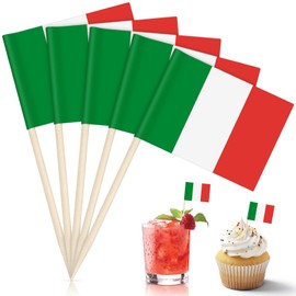 NISENTIA Decorazioni italiane per stuzzicadenti, 100 pezzi, decorazione italiana, serata italiana, bandiera italiana, decorazione torta toothpick fag per torte calcio EM Eurovision Mondiali bar pub