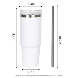 MAIKESUB 4 Pcs 32 oz New Sublimation Double Wall Vacuum Insulated Cups With Lids Stainless Steel White Coffee Mugs for Vehicle Cup Holders Travel Car Cup with Lid and straw Sublimation Mugs