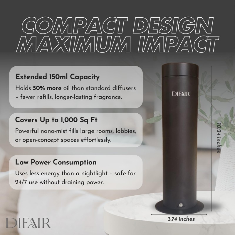 Difair Leak-proof Waterless Diffuser, Hotel Collection Diffuser for Essential Oils,