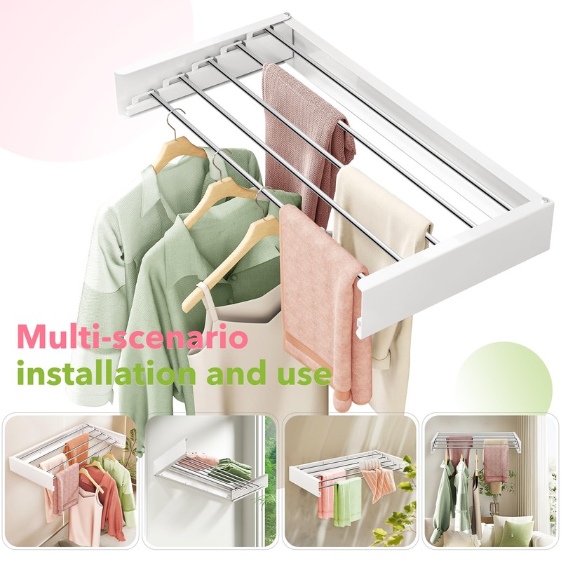 ZdwCyl Wall Mounted Clothes Drying Rack 32 inches,Foldbale Laundry Drying