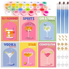 Paint by Numbers Adult: Cocktail Paint by Numbers Paint by Number Painting with Frame - DIY Landscape with Brushes and Acrylic Paints for Beginners, Home Decor, Pack of 6