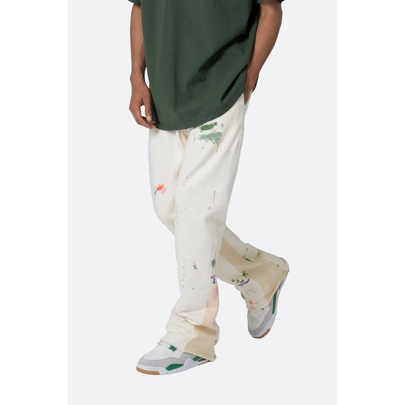 mnml Men's Contrast Bootcut Sweatpants, Off White