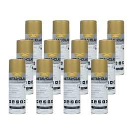 METAL-CLAD Paints For Industry Industrial Enamel, Aerosol Spray Paint - Steel Metal Iron Machinery - Case of 12 (Gold Metallic) 3-S-7344CS