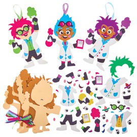 Baker Ross FN067 Mix & Match Scientist Decoration Kits - 8 Pack, Decoration Craft Kits for Kids