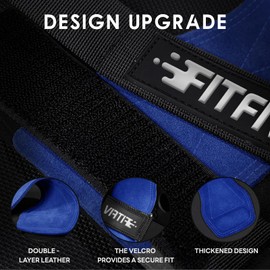 FITFIV Weight Lifting Wrist Strap, Double Leather Weightlifting Wrist Straps for Gym Strength Training, Neoprene Padded Wrist Wraps - for Men & Women (Pair)