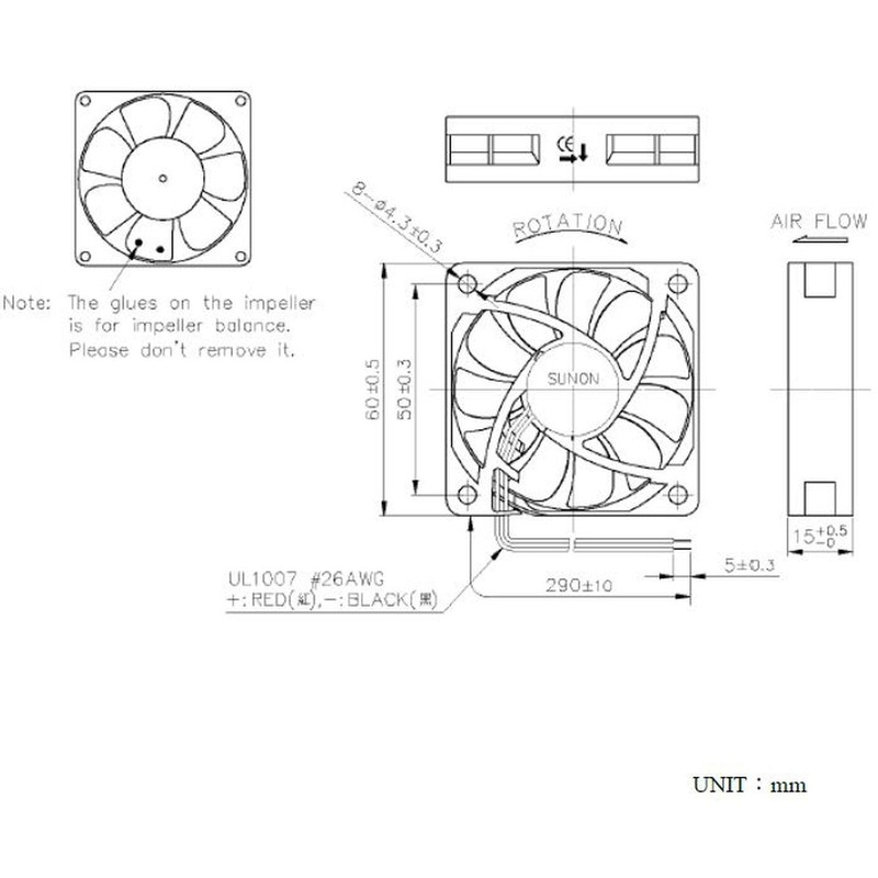 SUNON 24V 0.96W 60x60x15mm 38.7m³/h 29.2dBA; Sunon MF60152V21000UA99
