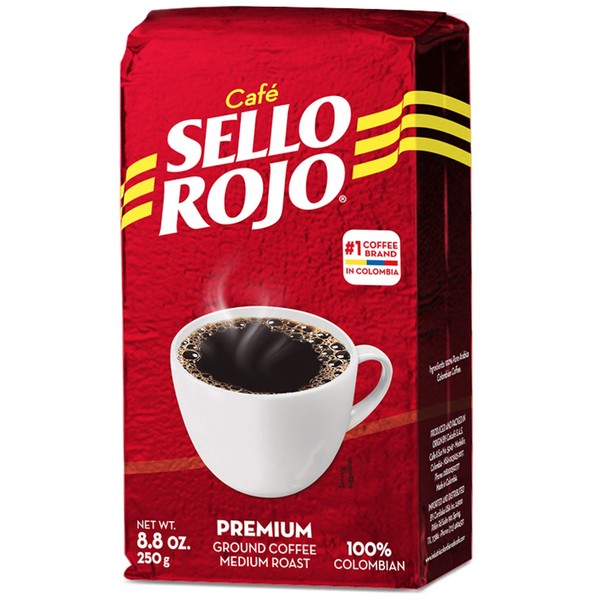 Café Sello Rojo Premium Colombian Coffee | Medium Roast Premium Ground Coffee Bricks | Café de Colombia | 8.8 Ounce (Pack of 1)