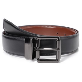 KASBAH Men's Reversible Leather Belt Work Casual Belt Two-in-One Belt With Rotated Buckle Double Sided Men Dress Belt