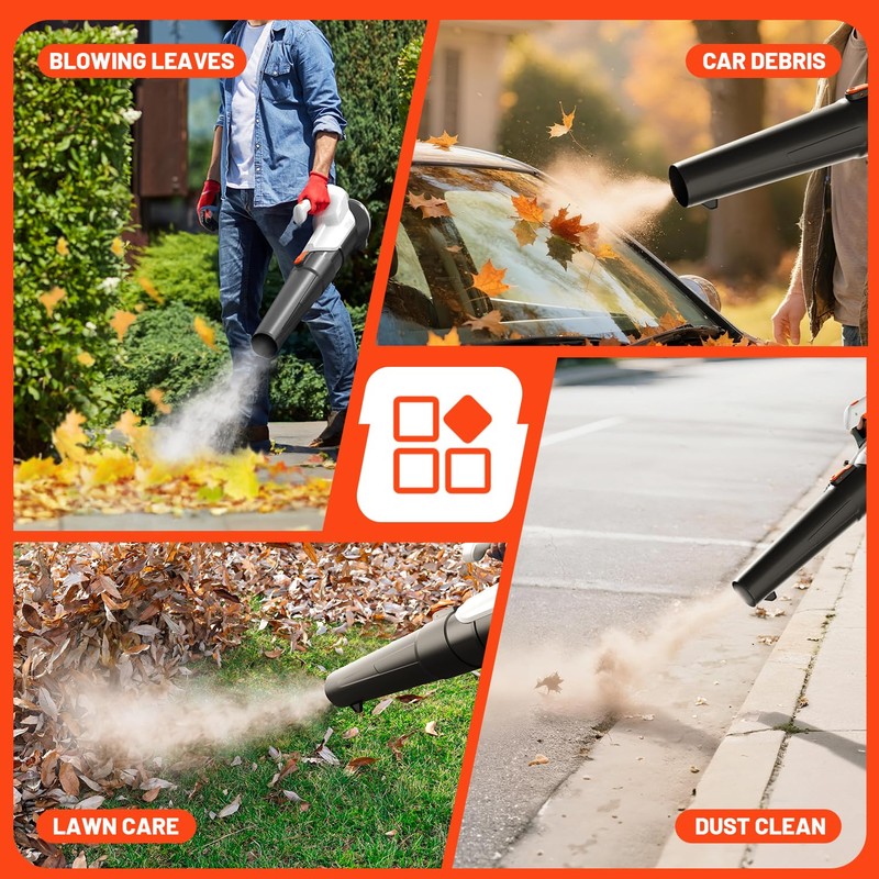 Litheli 20V Cordless Leaf Blower, Dual 2×2.0Ah Batteries Included, 350CFM/85MPH,