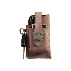 Whatna 6620 Men's Cow Leather Waist Pouch, Book, Leather, Holds 6.7-inch Smartphones, Includes Key Holder, Compact, Small Items, Sports, Business, Travel, For Men