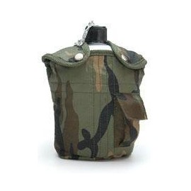 US Army Style Outdoor Aluminium Field Bottle with Water Cup with Fabric Cover 1 Litre Drinking Bottle in Various Colours
