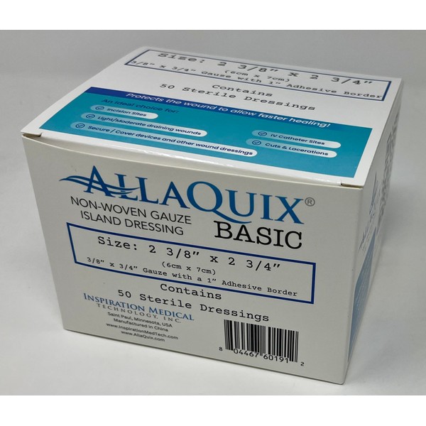 AllaQuix Basic Non-Woven Sterile Gauze Island Dressing (Box of 25)