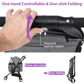 Dog Stroller Pet Strollers 3 Wheel Doggy Stroller for Small Medium Dogs Cats 3-in-1 Detachable Travel Carrier Pet Gear Stroller Wagons for Dogs Trolley for Cat Doggie Rabbit Puppy, Grey