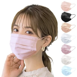 [シシベラスポーツ] 【CICIBELLA公式店】マスクプリーツマスク 血色マスク 不織布 カラー 夏用マスク 50枚+1 ふつうサイズ 子供サイズ 小さめサイズ 耳が痛くならない バイカラー 両面同色 検査済みashfn