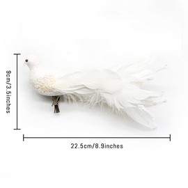 Yolococa White Birds Chirstmas Tree Decoration Bird, 10x2x3 inches, 2pcs