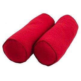 Blazing Needles Corded Microsuede Bolster Pillows (Set of 2), 20" x 8", Red, 2 Count