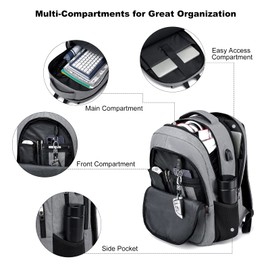 Backpack for Men and Women, School Backpacks for Teen Boys & Girls, Student Bookbag Fits 15.6 Inch Laptop with USB Charging Port, Water Resistant Travel Backpack, Sturdy Anti Theft Computer Bag Gifts