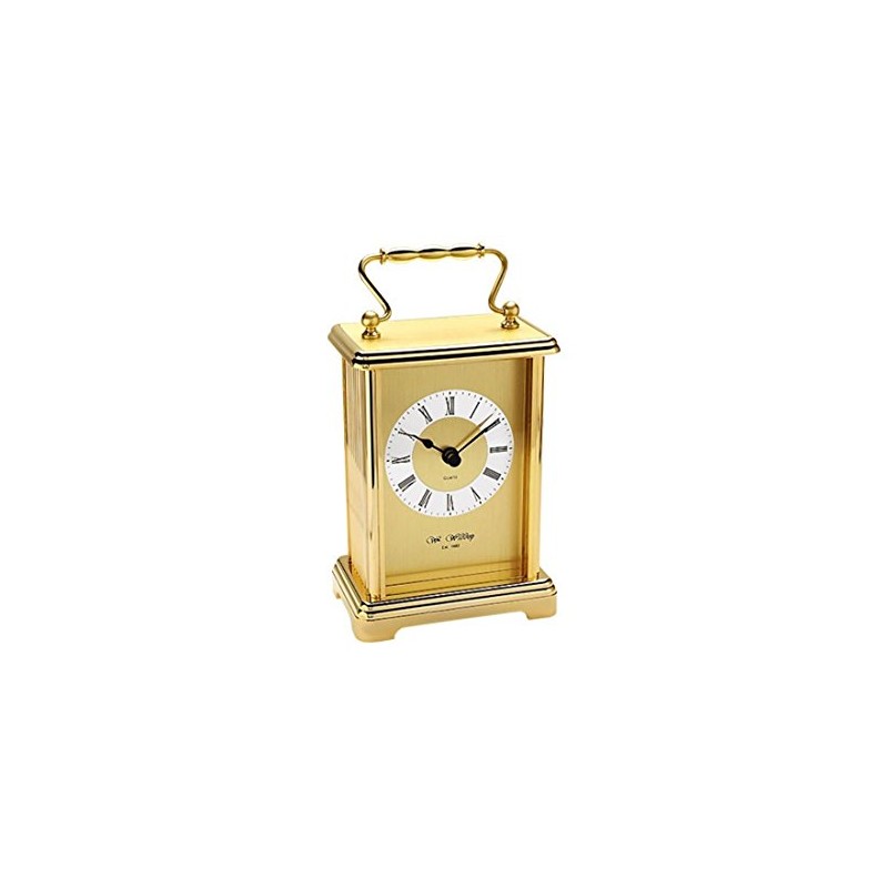 Widdop William Brass Effect Carriage White Dial Clock Quartz Movement