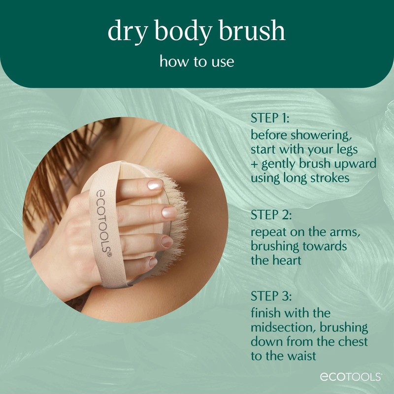 EcoTools Dry Body Brush, Cruelty-Free Bristles Exfoliate & Smooth Skin,