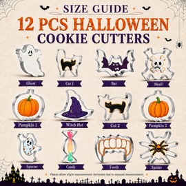 Halloween Cookie Cutters Set, 12 Pack Stainless Steel for Halloween Baking