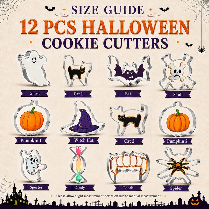 Halloween Cookie Cutters Set, 12 Pack Stainless Steel for Halloween