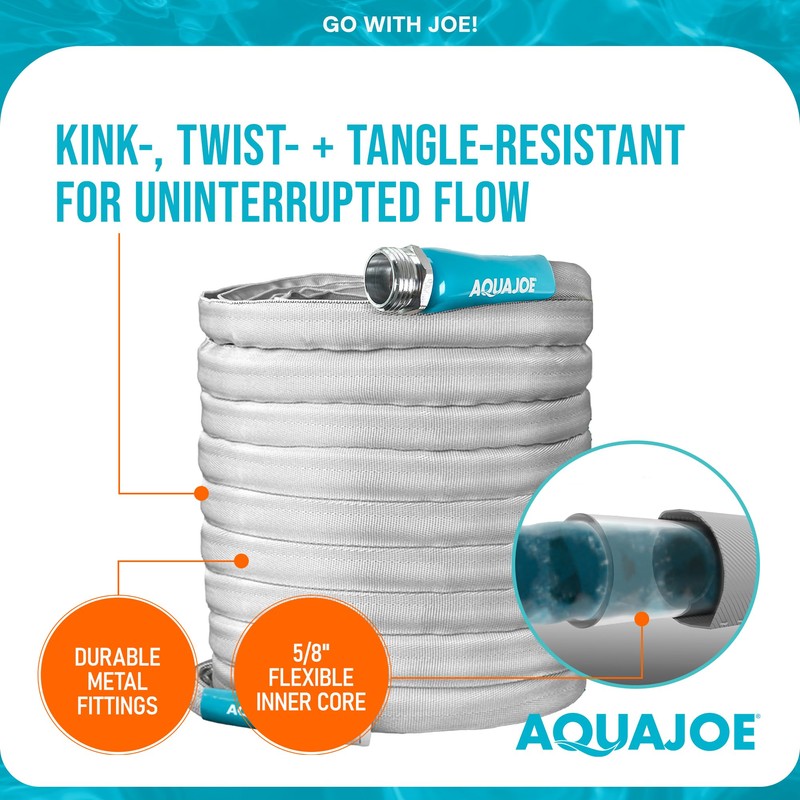 Aqua Joe AJFJH100-58-PRX XTREME FIBERJACKET Flexible, Kink-Resistant Garden Hose, 600