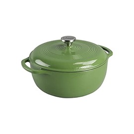 Lodge 6 Quart Enameled Cast Iron Dutch Oven with Lid – Dual Handles – Oven Safe up to 500° F or on Stovetop - Use to Marinate, Cook, Bake, Refrigerate and Serve – Spruce