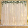 10ft x 7ft White Chiffon Backdrop Curtain with Lights String