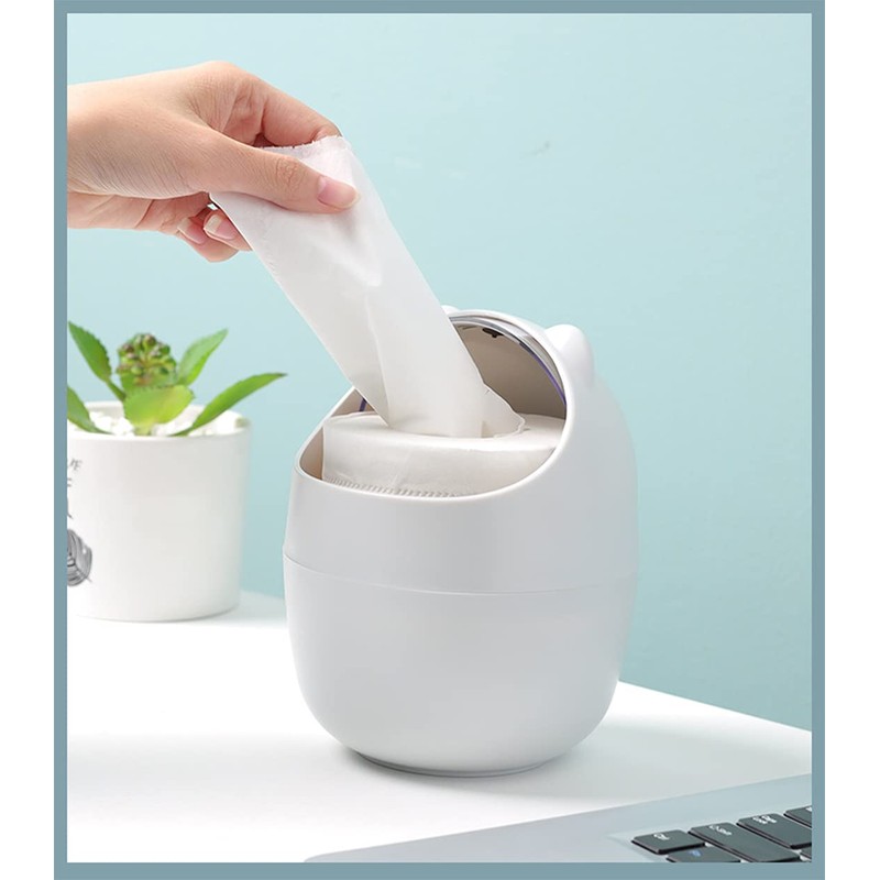 Mini Trash Can, Cute Animal Desktops Trash Bin with Lid,