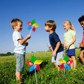 Doyime Windmill Kazaguruma Set of 10, Color Windmill Gardening, 5 Leaves, 5 Colors, Handicraft, Toy, Gift, Cool, Garden Decoration, DIY Kit, Party Decoration