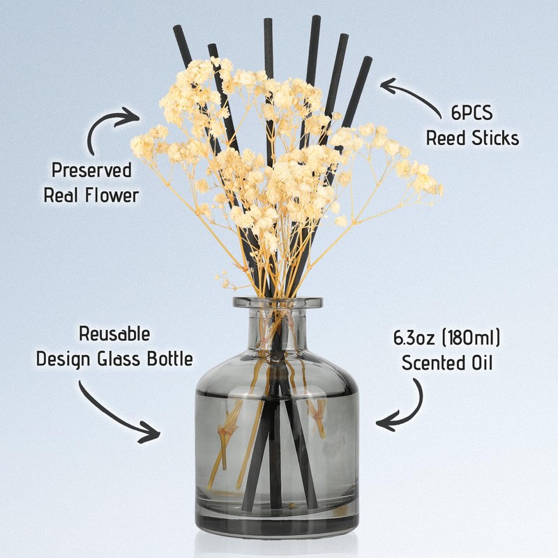 Brakula Reed Diffuser Set, 6.09 fl oz (180 ml)- Fresh