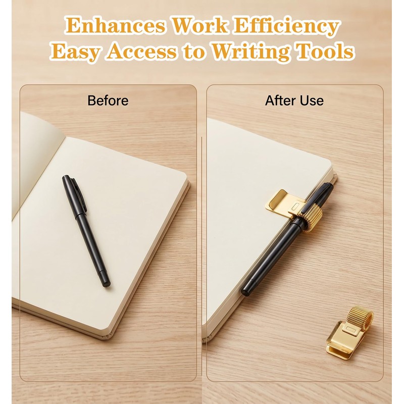 4 Pcs Notebook Pen Holder, Gold Adjustable Pen Clip Holder