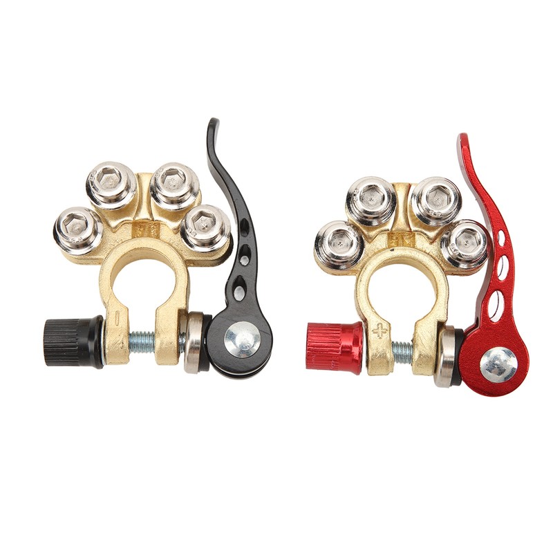 2PCS Car Battery Terminal 4 Way Positive Negative Copper Quick