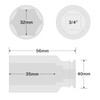 BILITOOLS 32mm Socket 3/4" Drive Standard Impact Socket, Metric 6-Point